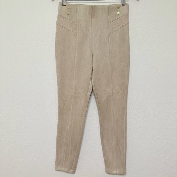 Marc New York Beige Faux Suede Stretch Pull On Women’s Skinny Pants, S - Picture 1 of 8